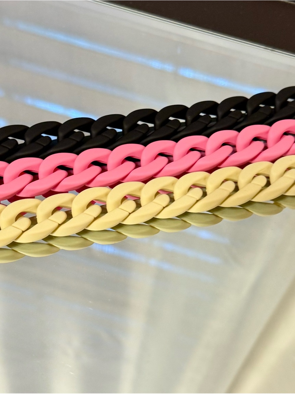 Matte Chain Acrylic Chain Trio  — Black, Pink & Cream